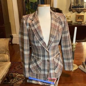 Vintage Plaid Wool Lined Coat Jacket